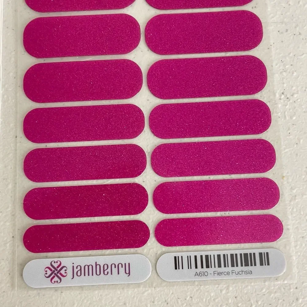 Jamberry Fierce Fuchsia Sparkle Full Sheet Nail Wraps A610